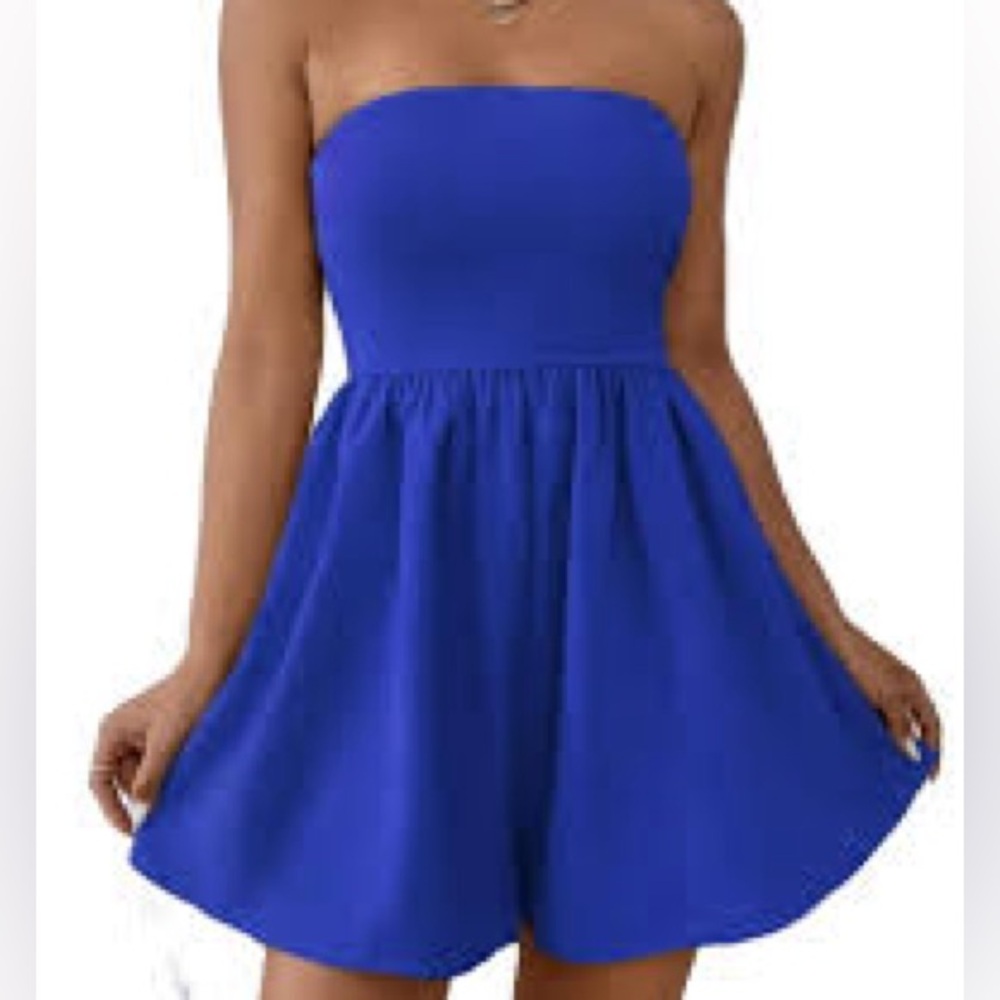 Preloved Aqua Strapless Mini Dress